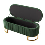 Storage Bench and Footstool with Storage Space, 120 x 40 cm, Green Velvet