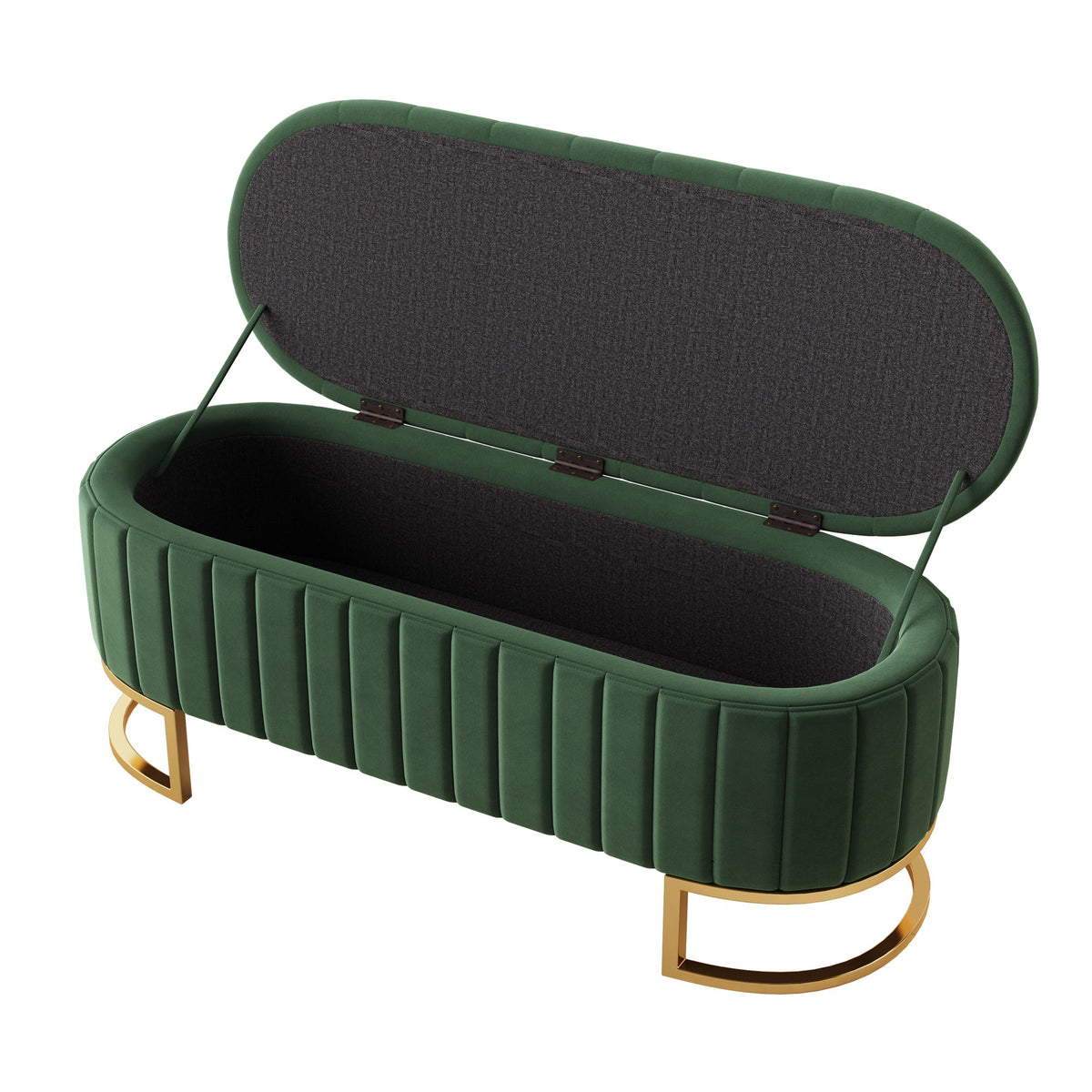 Storage Bench and Footstool with Storage Space, 120 x 40 cm, Green Velvet