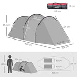 Tunnel Tent, 2-3 Person Camping, Fiberglass & Polyester, Grey