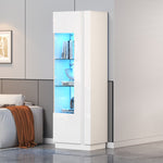 Cabinet, 60x40x180cm High-Gloss Display with LED Lighting, White Acrylic