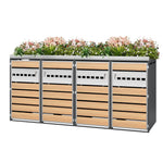 Garbage Can Enclosure with Diamond Ventilation and Four Lockable Doors, Planting Area, Steel