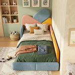 Children's Upholstered Bed 90x200cm with Fall Protection, Multicolour
