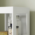 Slim Bathroom Cabinet, Tall with 2 Drawers, 3 Open Compartments, White