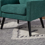 Upholstered Armchair with Buttoned Padding and Solid Wood Legs, Suede Black