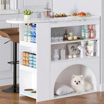 Extendable Table, Rotating High with Pet Area, White Marble Effect