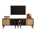 TV Cabinet Lowboard 160cm 4 Compartments Minimalist for 65 Inch TV - Natural Wood Color