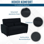 Sleeper Sofa, Convertible 2-Seater Adjustable Angle, Fabric Black