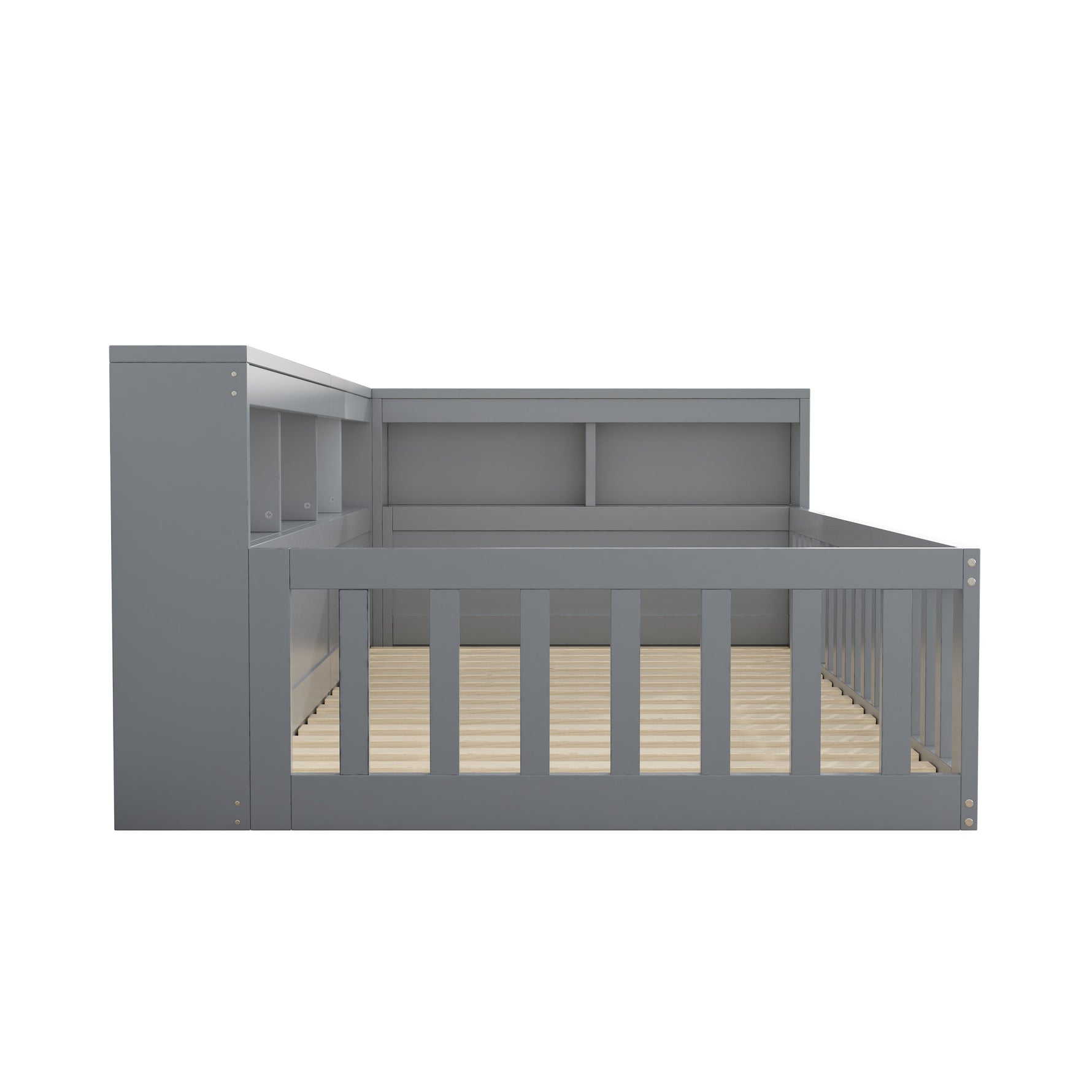 Daybed Sofa Bed 90x200cm Storage USB/Socket Railing - Grey