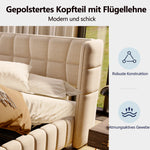 Upholstered Bed 180x200cm Pneumatic Storage Slatted Frame - Beige Linen