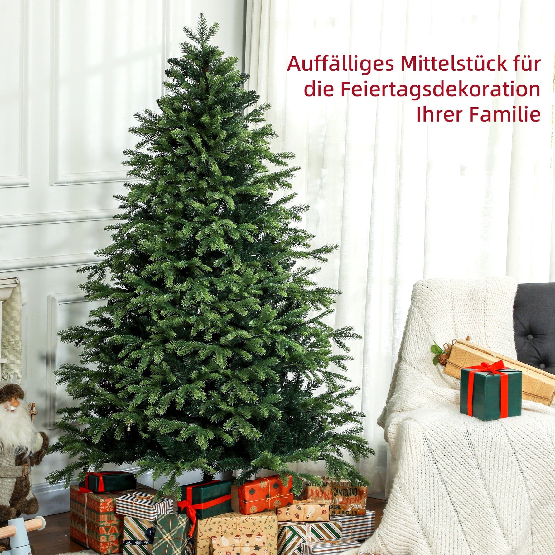 Artificial Christmas Tree, 180 cm, 1700 Tips, Foldable, Green