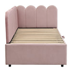 L-Shaped Sleeper Sofa Bed - 2-in-1 Space-Saving, Pink Velvet