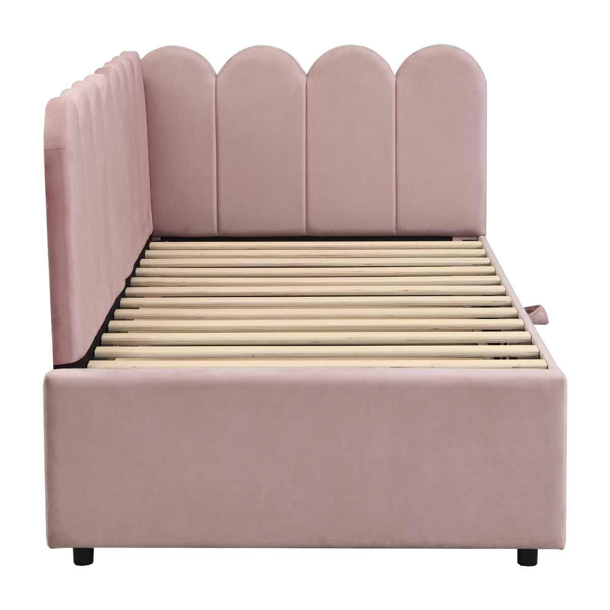 L-Shaped Sleeper Sofa Bed - 2-in-1 Space-Saving, Pink Velvet