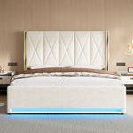Storage Bed with LED, USB & Hydraulic Storage, 180x200cm, Velour