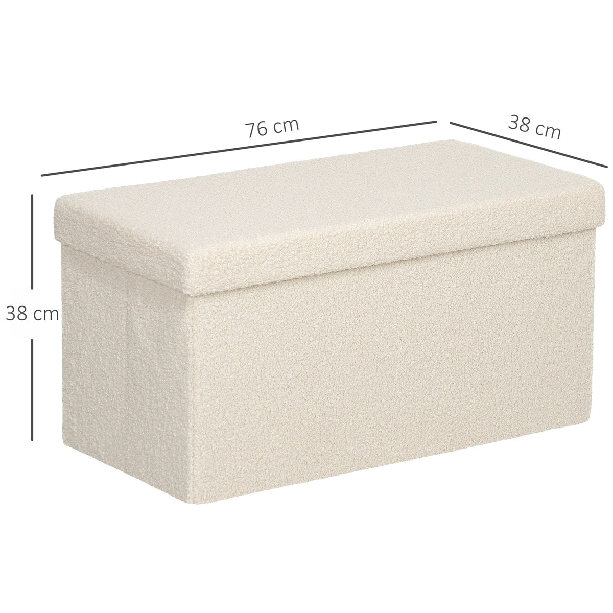 Bench with Storage, Foldable Upholstered Bed Chest, Velvet Cream White