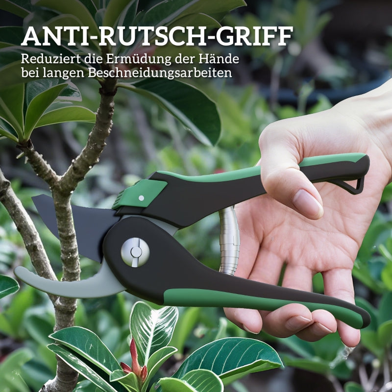 Garden Tool Set 2 Pieces Metal with Pruning Shears Green and Black