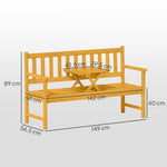 2-seater Garden Bench, Weatherproof Folding Table, 320 kg, Teak Wood