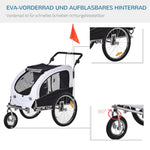 Dog Trailer Jogger Bicycle Trailer, 155 x 83 x 108 cm, White+Black