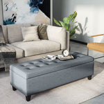 Upholstered Storage Bench with Lid, Linen Look, Grey