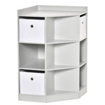 Children's corner shelf with 3 storage boxes, toy storage, gray