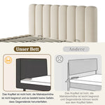 Upholstered Double Bed 180x200cm with Storage, Beige Velvet