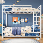 Iron Bunk Bed, Pull-out Bed, Side Rails, 90x200cm & 90x190cm, White