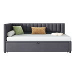 Sofa Bed, L-Shaped Pull-Out 90/180*200cm, Velvet Fabric, Gray