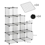 Shelving System, 9 Compartments Shoe Rack, Steel Wire Black