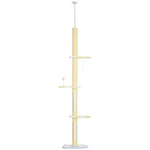 Cat Tree, Height-Adjustable Anti-Slip Sisal Rope, Yellow/White/Blue