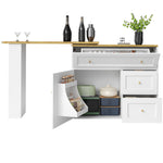Extendable Bar Table Telescopic Storage Snack Shelf 138-204cm - White