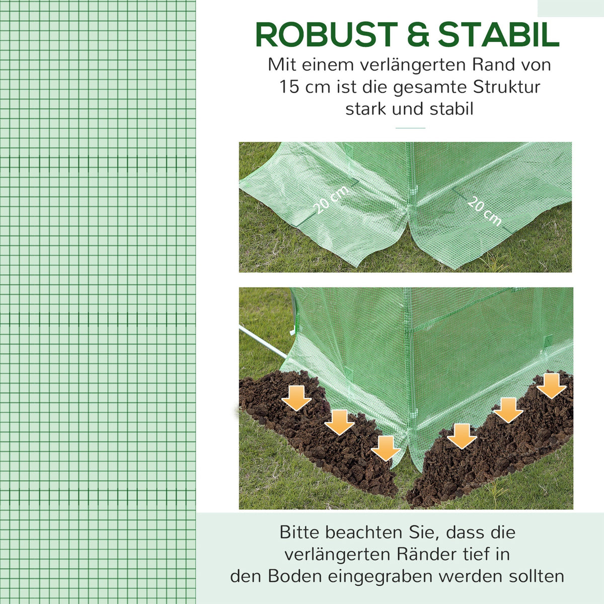 Replacement Cover for Garden Greenhouse Tunnel 9 m², 3x3x2m, PE Anti-UV Waterproof, Green
