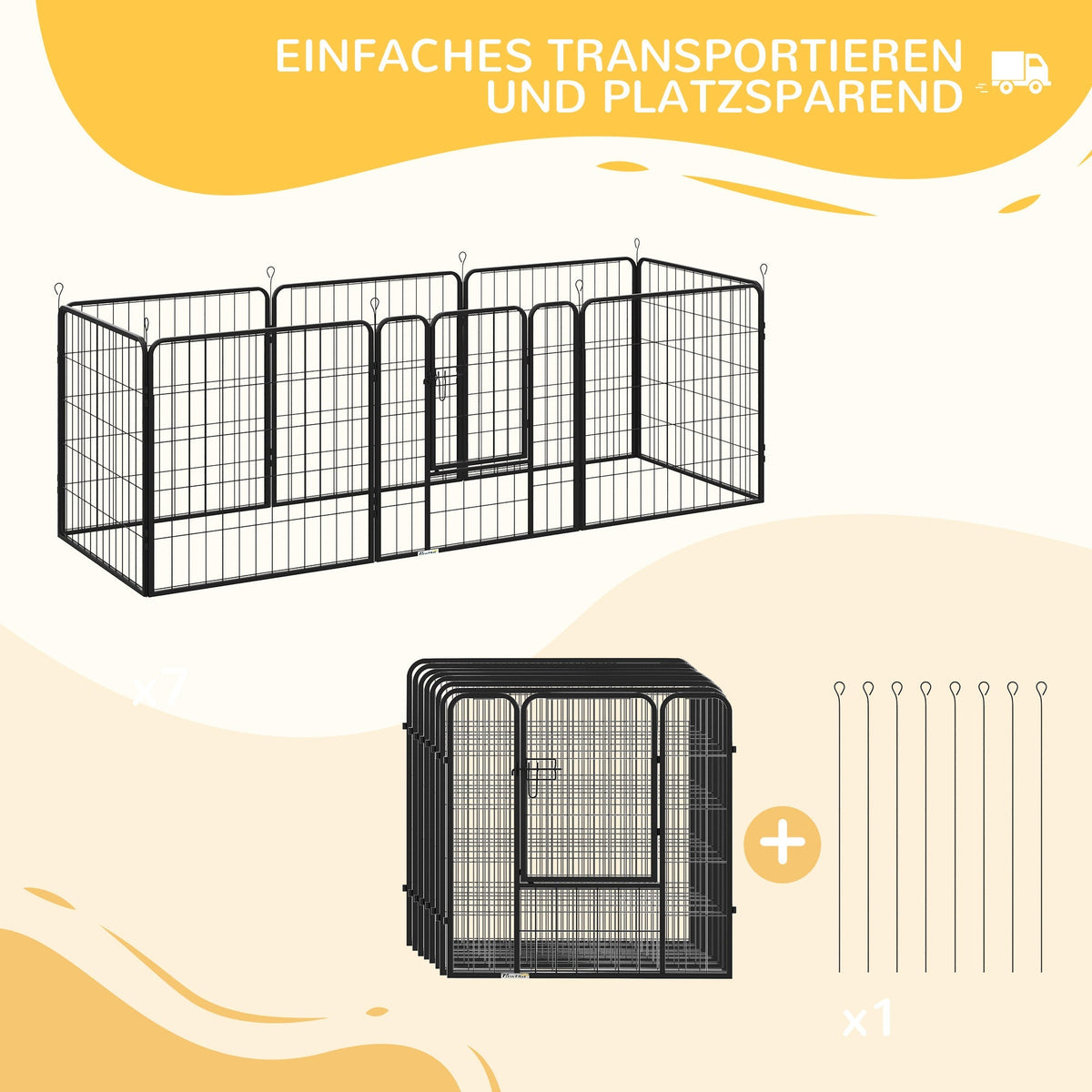 Puppy Run, Outdoor Enclosure, Customizable, Metal Black