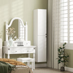 Wall-Mounted Bathroom Cabinet, 6 Shelves, Lacquered MDF, White