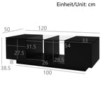Modern Coffee Table with LED Lighting, High-Gloss, Black