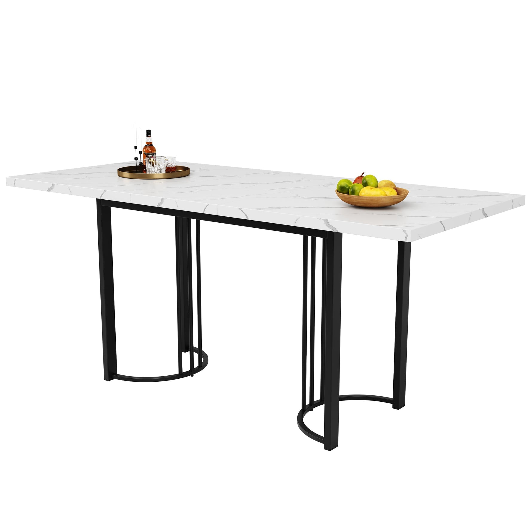 Dining Set Extendable 5-Piece Rectangular Table 4 Chairs - Black Velvet