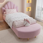 Upholstered Single Bed 90x200cm Velvet Headboard Matching Bench - Pink Velvet