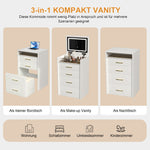 3-in-1 Dressing Table Set, Open Mirror 3 Drawers Compact W60cm, Clear Glass Top