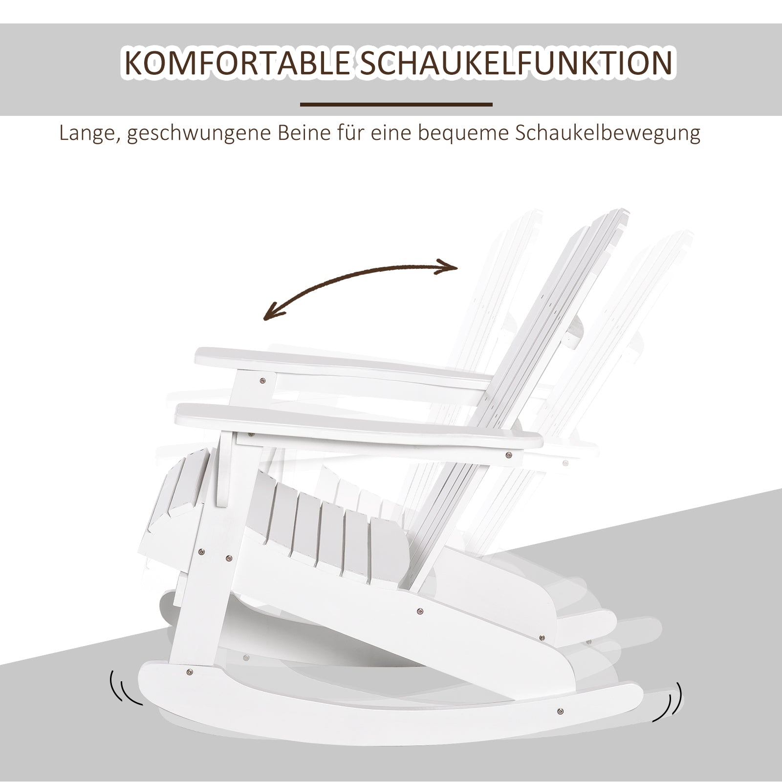 Adirondack Rocking Chair, Weatherproof for Garden/Balcony, White