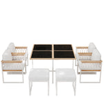 7-Piece Garden Furniture Set for 6 People, Tempered Glass & WPC