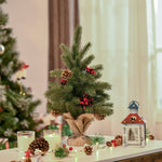 Artificial Christmas Tree 50cm, 55 Branches with Berries & Cones, PE & Cement