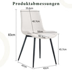 Dining Chair Set of 4 Modern Widened Seat Metal Legs - White Faux Leather