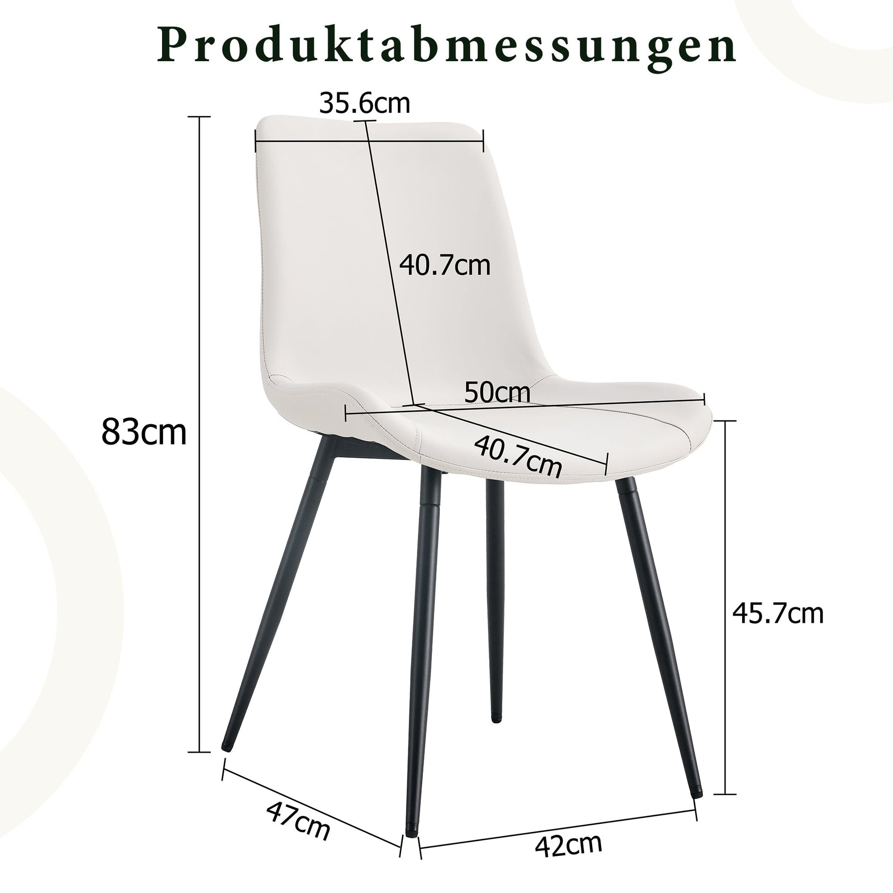 Dining Chair Set of 4 Modern Widened Seat Metal Legs - White Faux Leather
