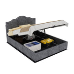 Modern Soft Bed 140x200cm with Mattress & Storage - Gray