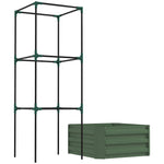 Raised Garden Bed with Trellis Flower & Vegetable Planter, Galvanized Steel, Green