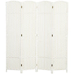 Room Divider, 4-Panel Foldable Privacy Screen, White