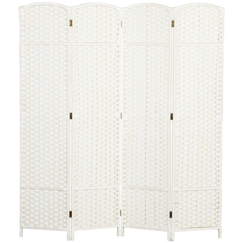 Room Divider, 4-Panel Foldable Privacy Screen, White