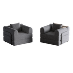 Chenille 2-in-1 Sleeper Sofa with Armrest Storage and Metal Frame, Multiple Configurations, Gray Chenille