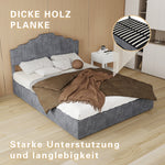 Modern Soft Bed with Mattress 140x200cm, Pneumatic Storage, Grey