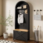 Multifunctional Wardrobe with Shoe Rack, Shelf & Hooks - Hall Tree, Durable MDF Body