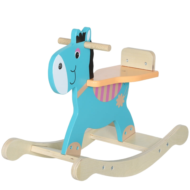 Rocking Donkey Toy with Handles and Swing Seat, Blue-Green