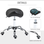 Saddle Stool Work Swivel Chair, Height Adjustable Upholstered, Black